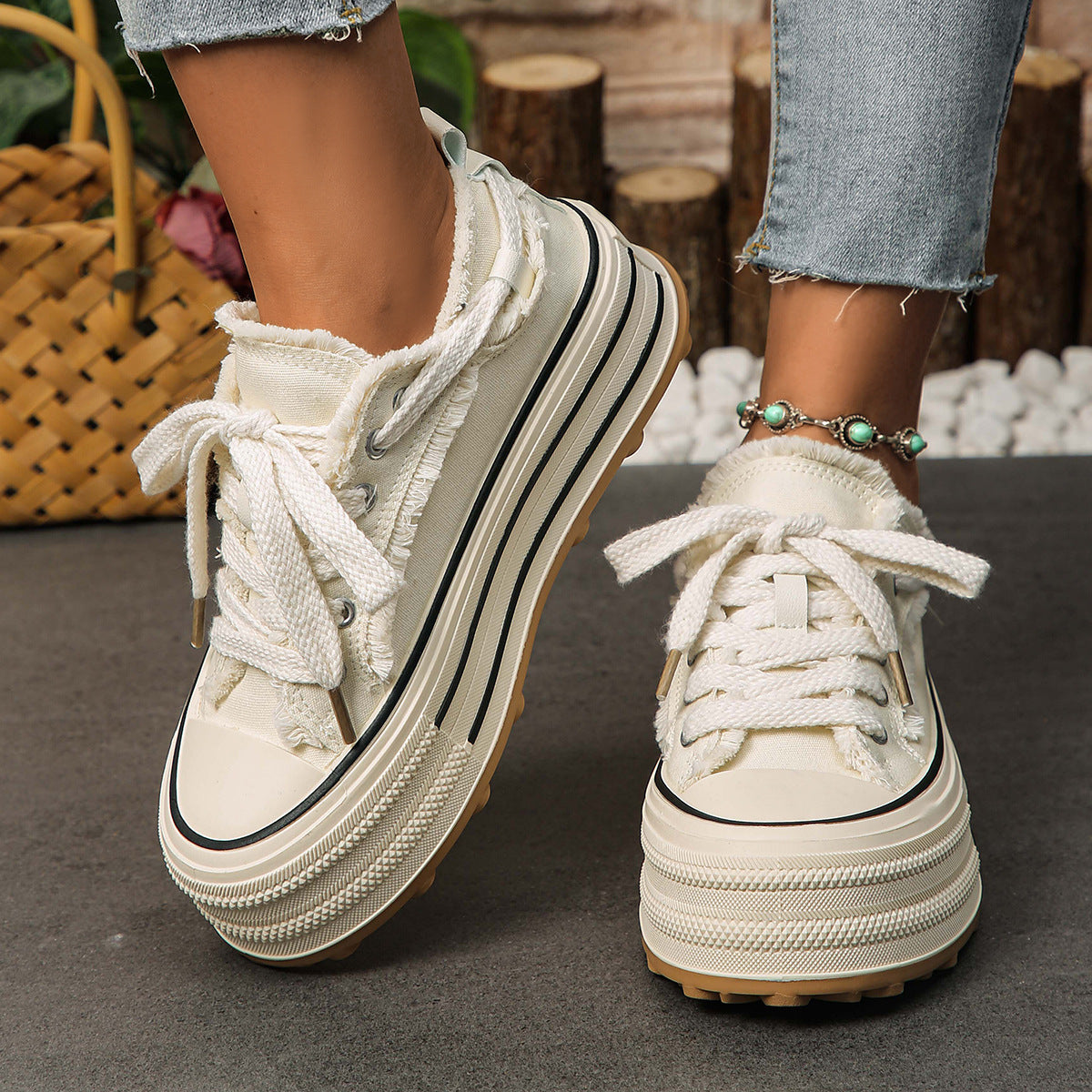 Fringed Platform Sneakers