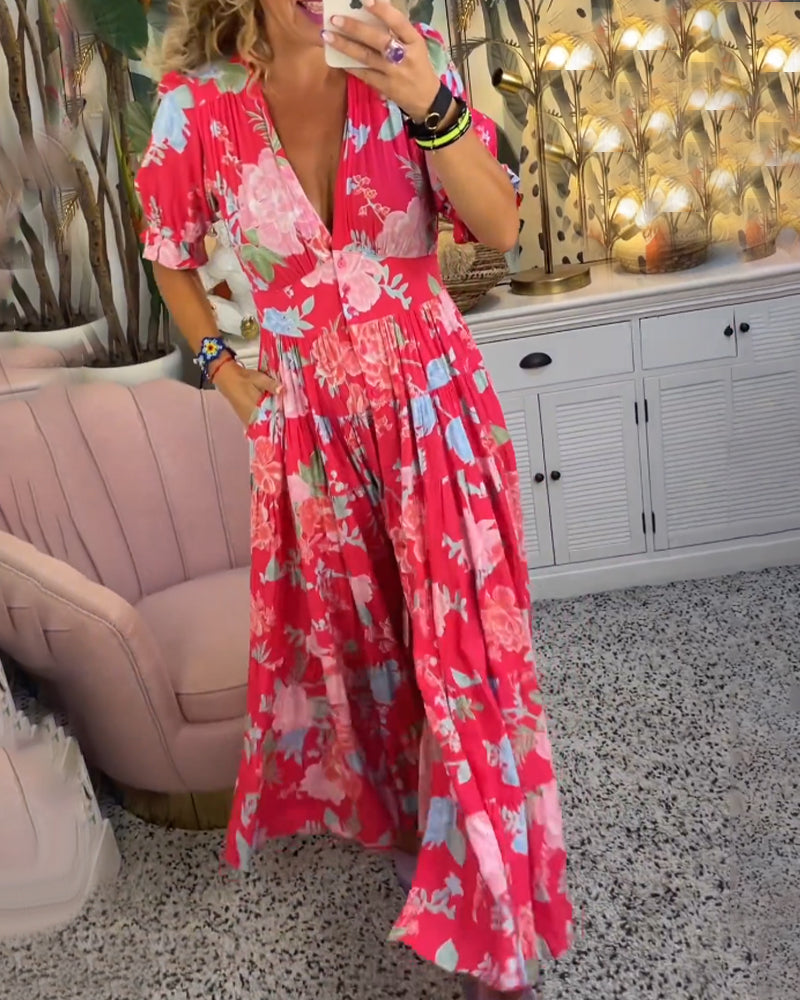 Tessa - Floral Print Dress w/ Pockets