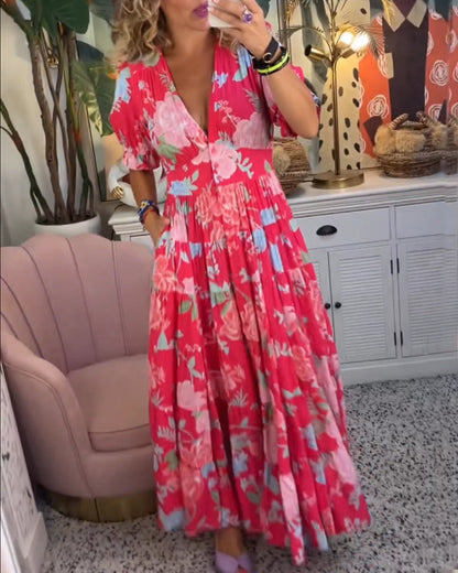 Tessa - Floral Print Dress w/ Pockets