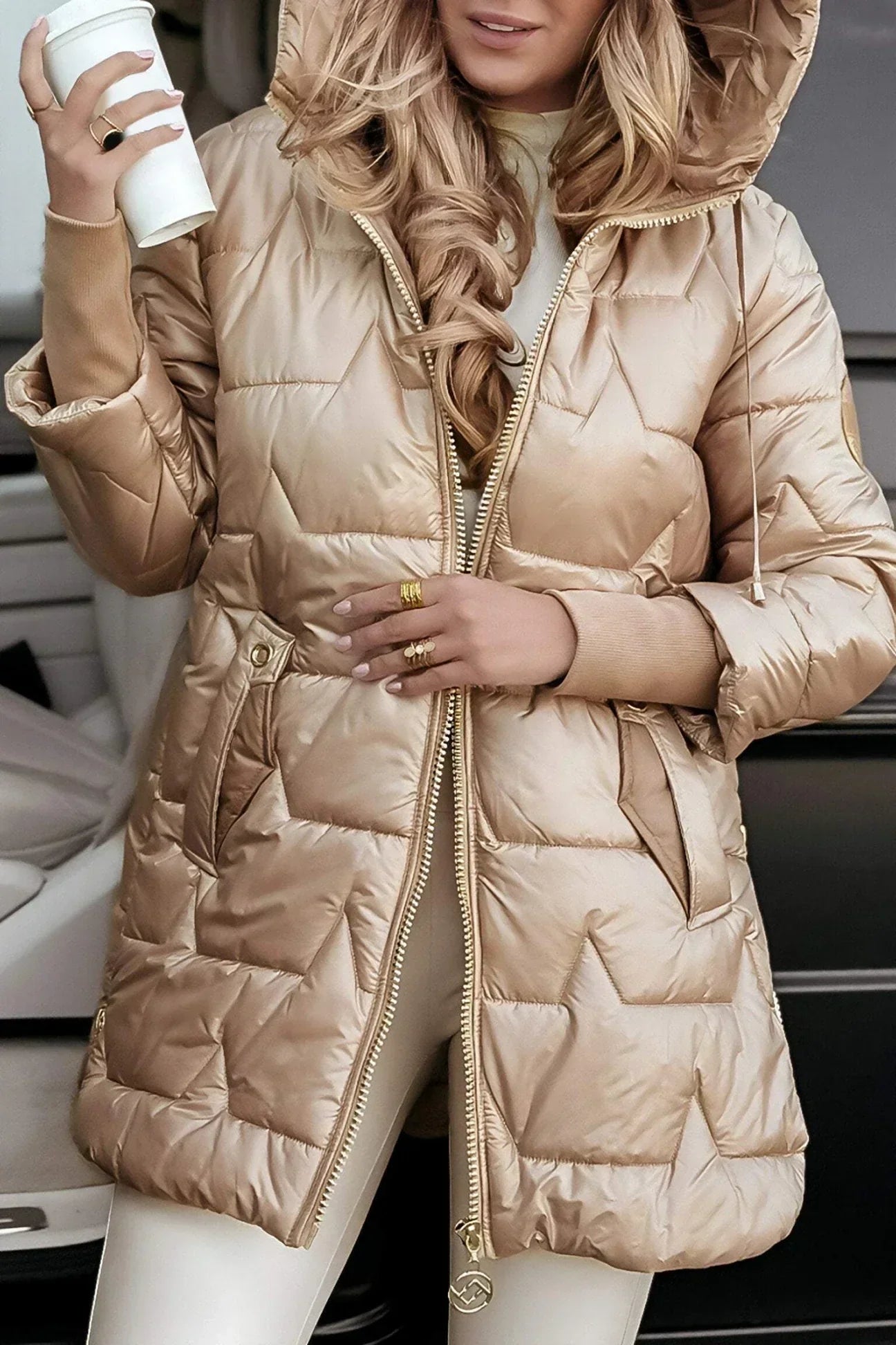 Lina | Warm Quilted Jacket with Hood